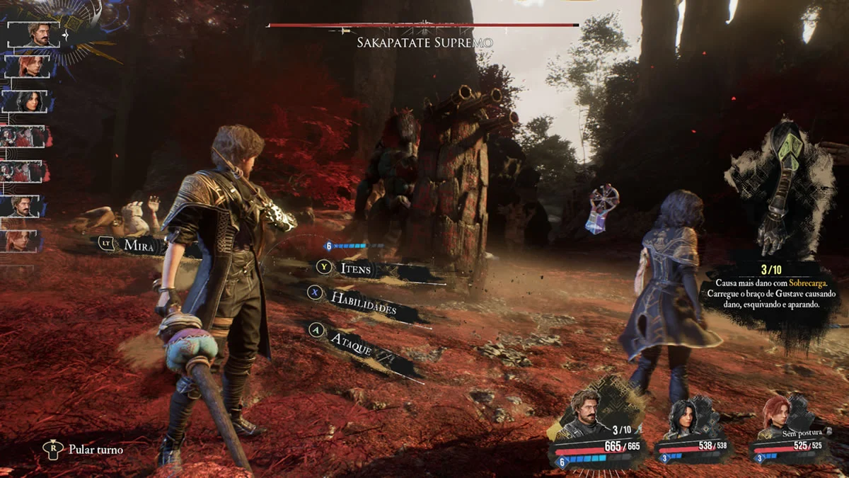 Gustave no menu de opções