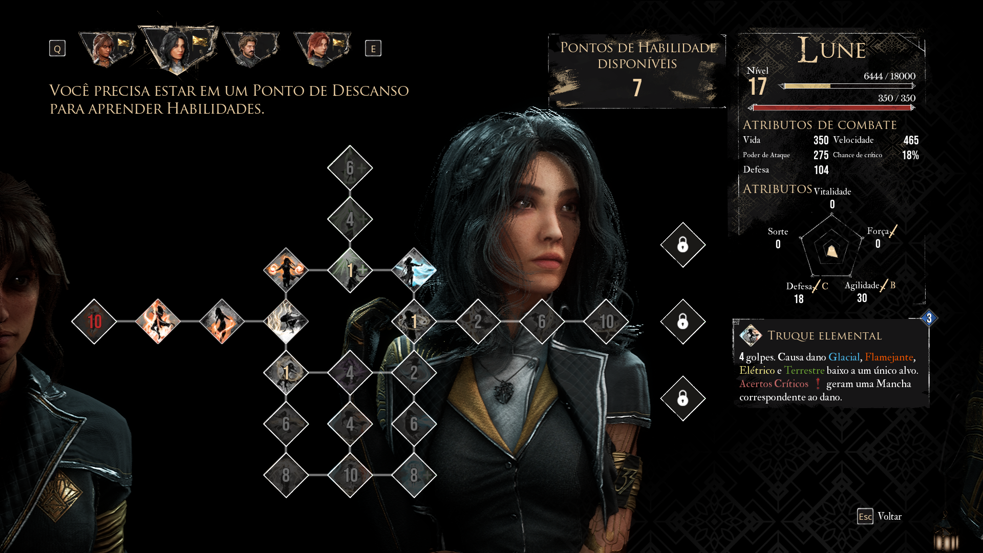 Menu de Habilidades de Lune